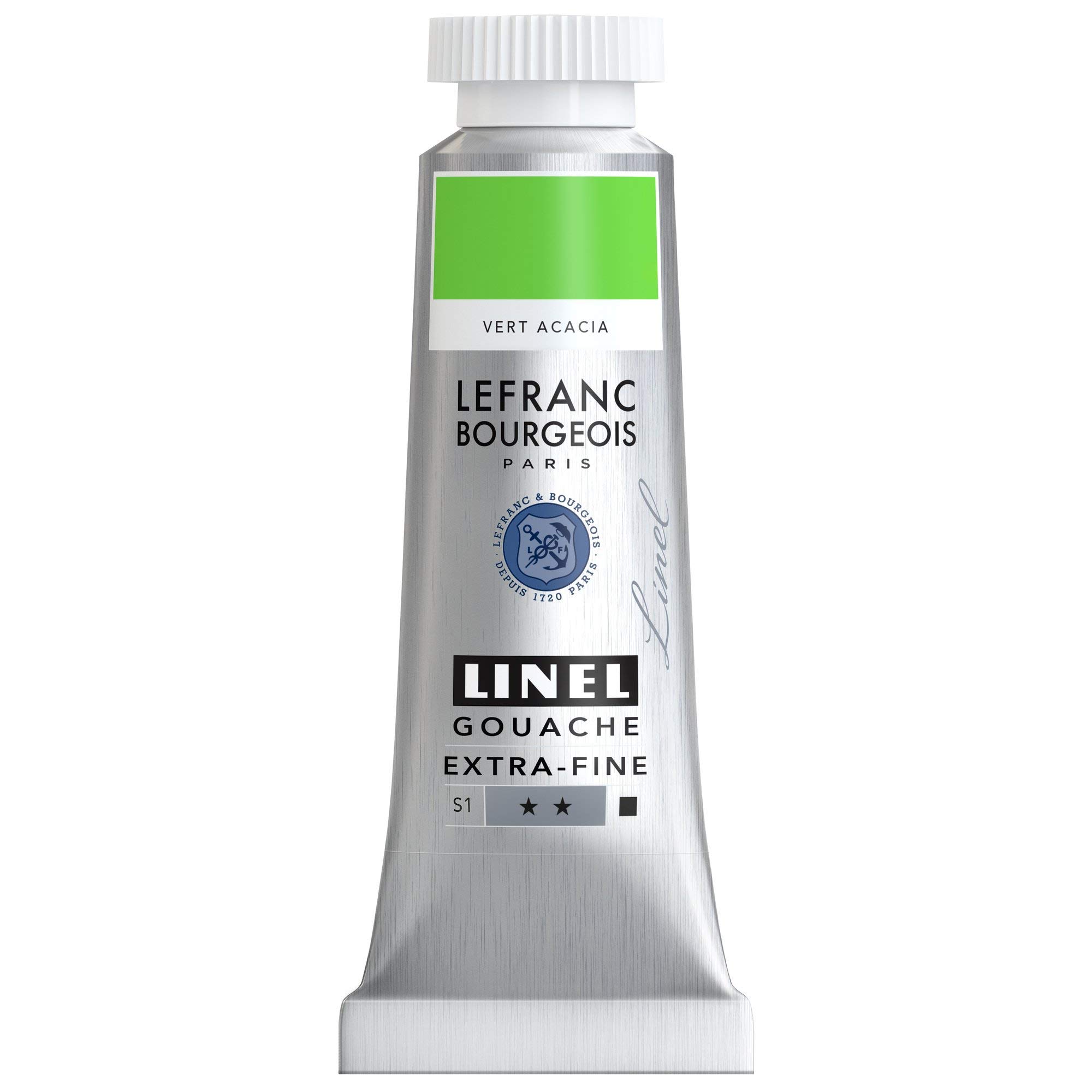 Lefranc Bourgeois 301202 Linel Gouache extrafeine und geschmeidige Wasserfarben mit maximaler Farbintensität, Leuchtkraft für streifenfreien Auftrag, 14ml Tube - Akaziengrün