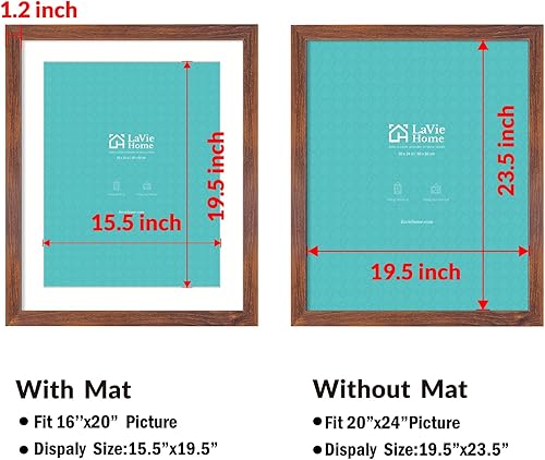 Vista 510 de LaVie Home - Portarretratos de 18 x 24 pulgadas, fotos de 16 x 20 pulgadas con paspartú, de 18 x 24 pulgadas sin paspartú, plexiglás pulido, Negro