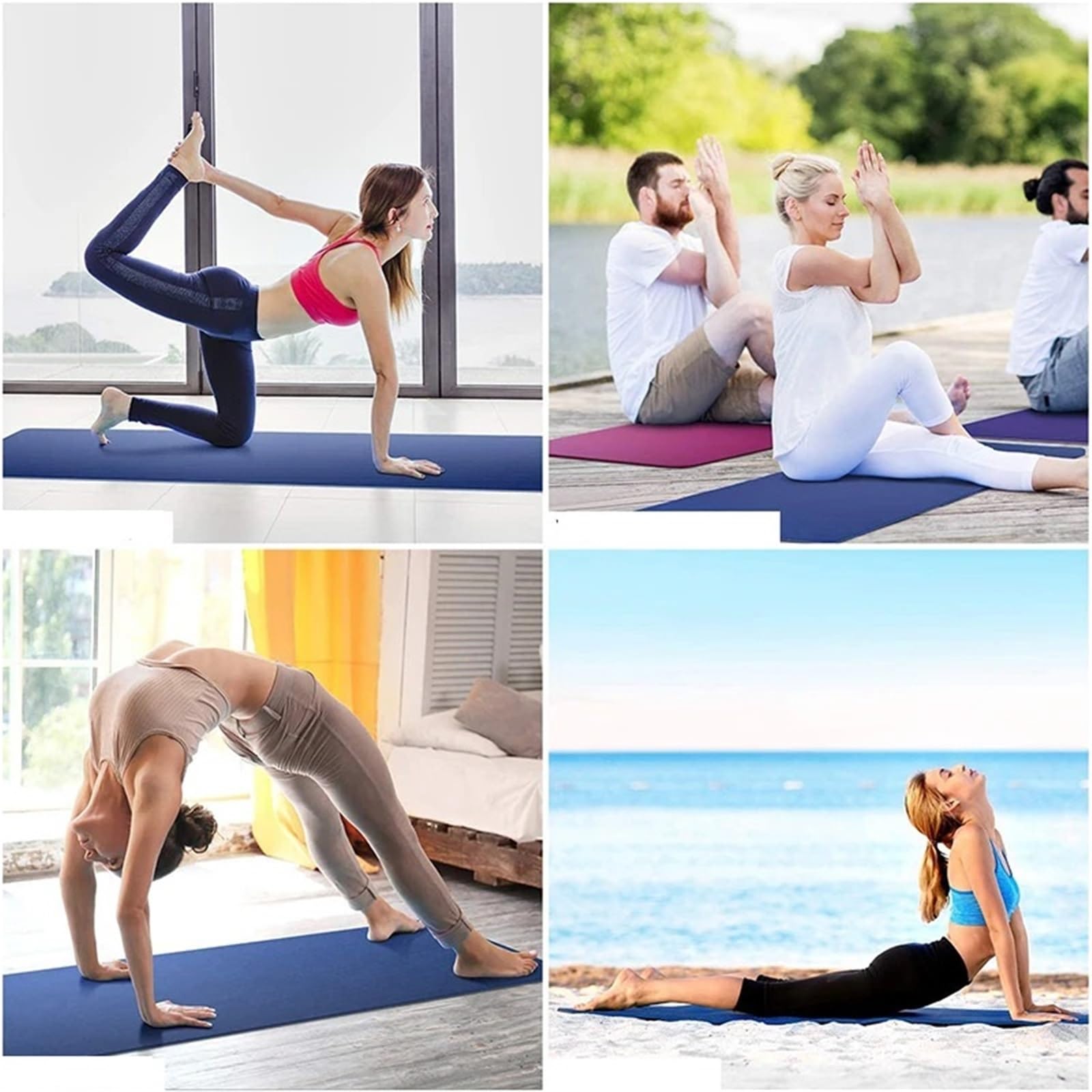 Tappetino da yoga con linea di posizione da 6 mm, a doppio strato, per principianti, casa, palestra, fitness, pilates, pilates, pilates, stretching, ginnastica, palestra e campi