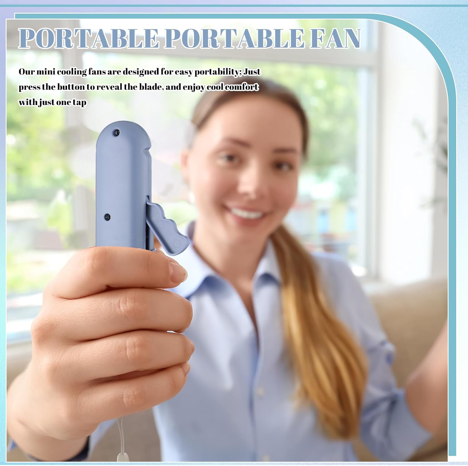 Wonderjune 36 Pcs Mini Hand Press Fan Bulk Small Portable Summer Fan Plastic Handheld Manual Personal Cooling Party Favor Summer Outdoor Travel Camping Gifts, No Battery Included