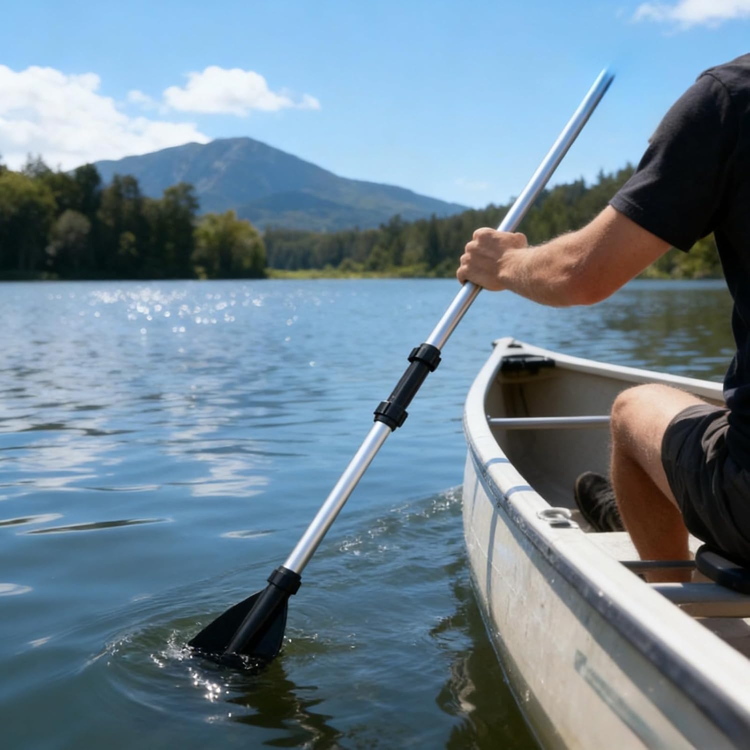 49.2 in / 125 Cm Aluminum Alloy Kayak Paddle for Boat, Includes 14.8 X 5.3 in Oar Cutter, Portable Paddle for Fishing, Rafting, and Canoeing