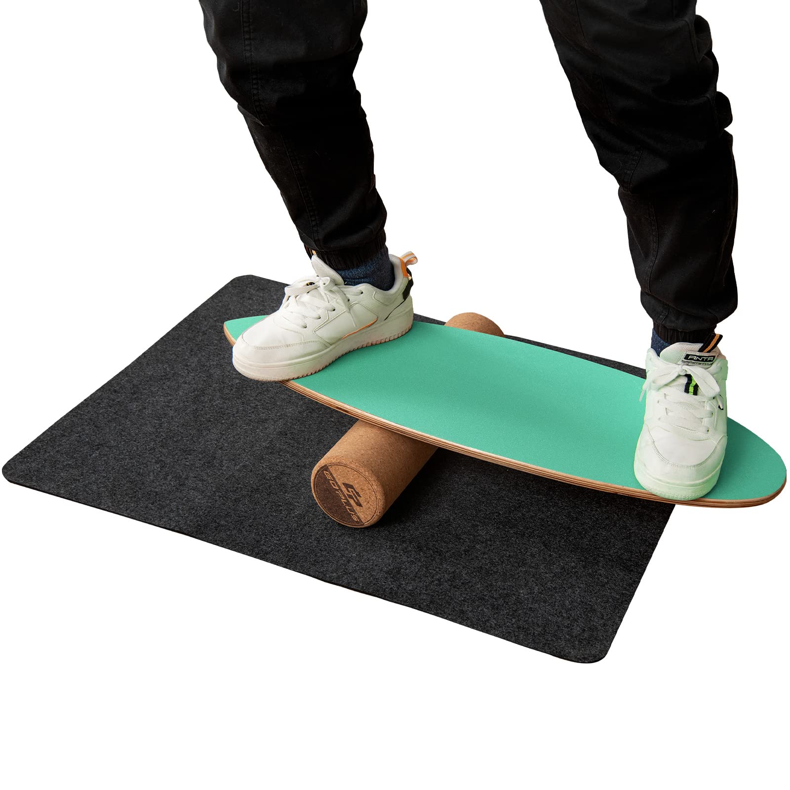 COSTWAY Planche d’Équilibre en Bois avec Rouleau