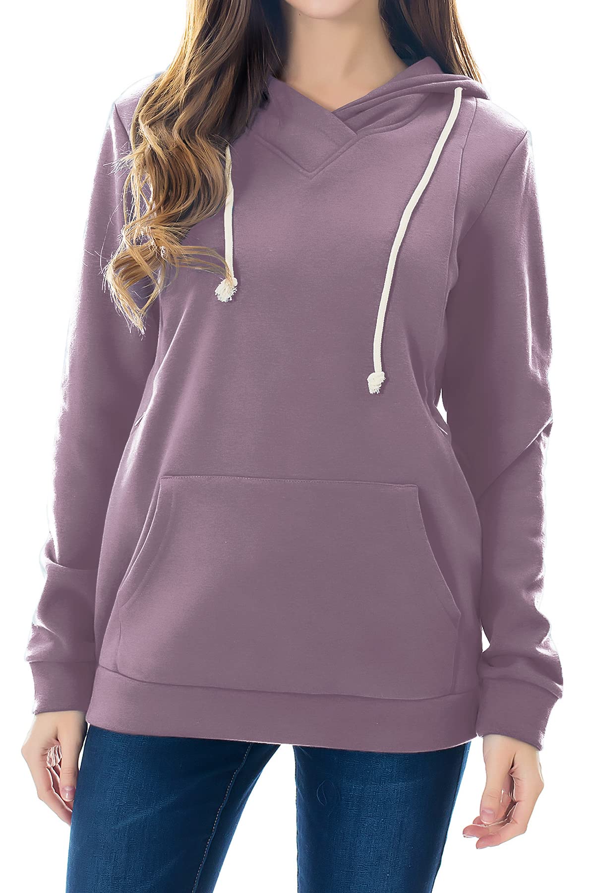 Smallshow Stillanzug Mutterschaft Fleece Stillpullover Hoodie Sweatshirt Misty Lilac 2XL
