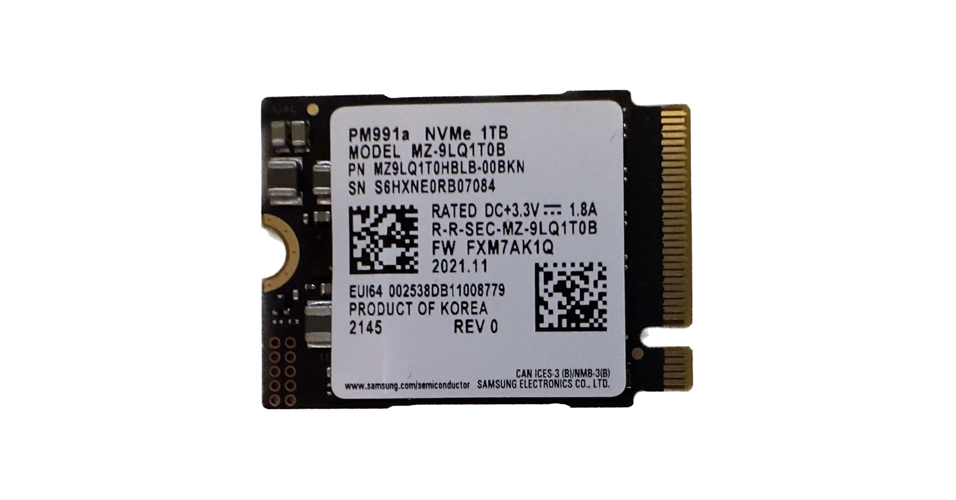 【未使用】 SAMSUNG PM991a NVMe 1TB 2230 Amazon.com: SAMSUNG 1TB M.2 2230 30mm PM991a NVMe PCIe Gen3
