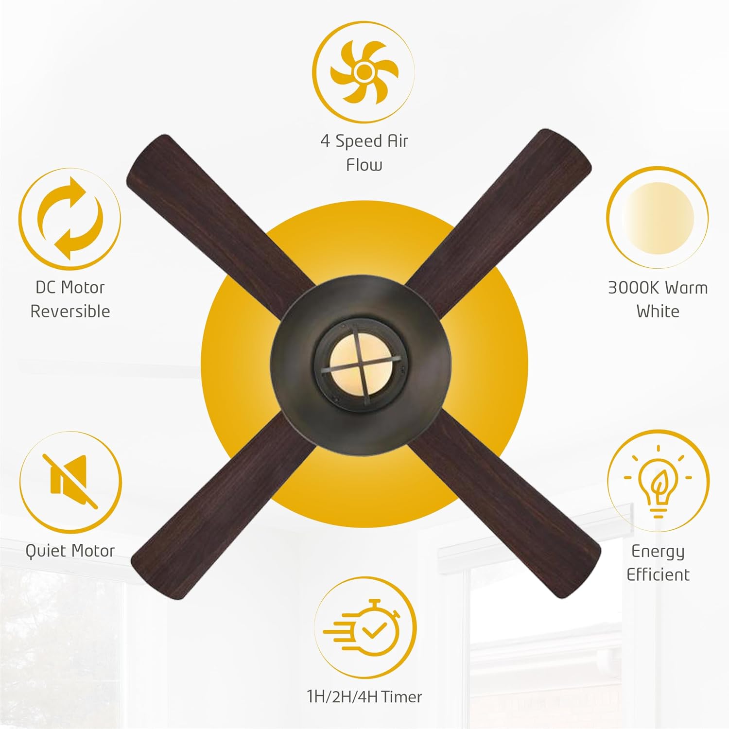Ciata 52-inch Ceiling Fans with Lights – Smart Ceiling Fan for Bedroom/Living Room – Advanced Ceiling Fan with Remote Compatible with Alexa/Google Home – Wi-Fi Fans for Home – Black Bronze Finish