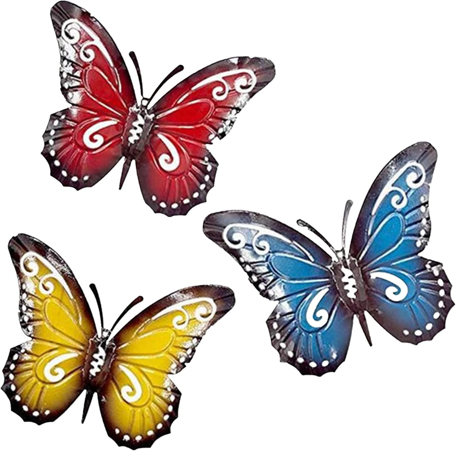 Voarge 3 Pieces Big Metal Butterfly Garden Ornaments Outdoor Large