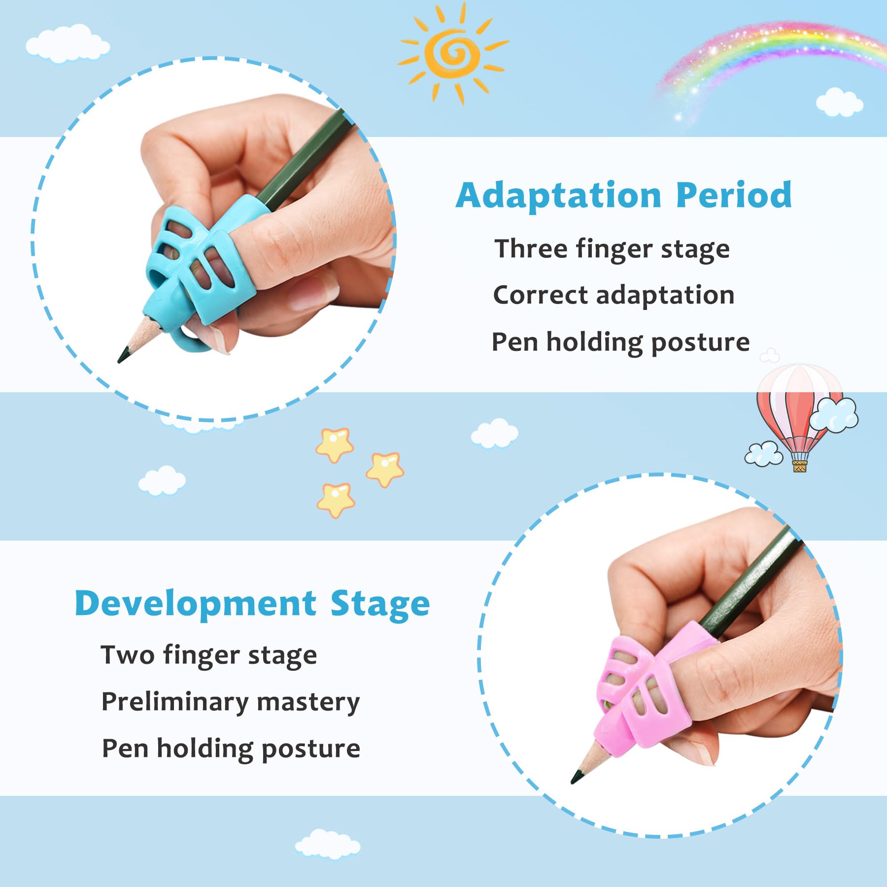 Lot de 20 poignées de crayon en silicone pour enfants, correction de posture