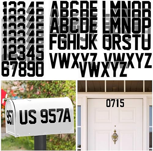 Miniatura 8 de Seloom 148 calcomanías de números y letras para buzón, juego de 3 x 7 números del 0 al 9 y 3 x 3 pulgadas, letras del alfabeto para exteriores e