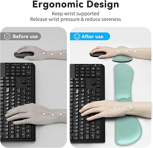 Miniatura 3 de ZIBLY Juego de teclado y mouse para reposamuñecas, almohadilla ergonómica antideslizante para muñeca, fácil de escribir, aliviar el dolor, espuma