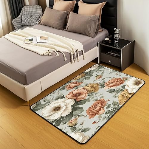 Miniatura 5 de jejeloiu Groovy Flower Area Rug 5x7 Polyester Retro Floral Boho Living Room Rugs 70S Hippie Groovy Flowers Bohemian Decor Carpet Psychedelic Floral