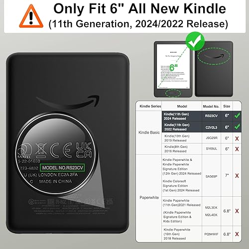 Miniatura 2 de MoKo Funda para lector electrónico de 6 pulgadas de 11 generación 2024 y 2022, apagado y encendido automático, cubierta inteligente de poliuretano