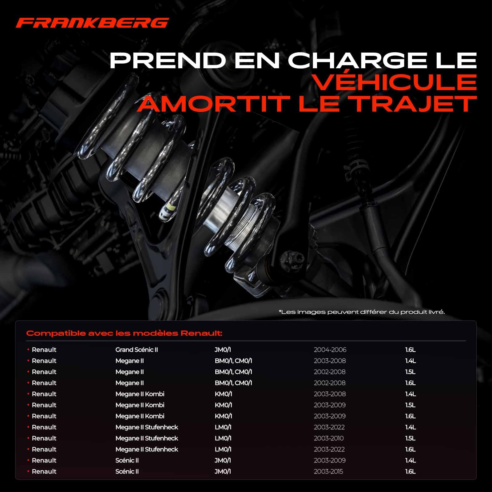 Frankberg 2x Ressort de suspension Compatible avec M.e.g.a.n.e II Break KM0/1 Scénic II JM0/1 M.e.g.a.n.e II Berline LM0/1 M.e.g.a.n.e II BM0/1 CM0/1 Grand Scénic II JM0/1 Remplacer# RH2712