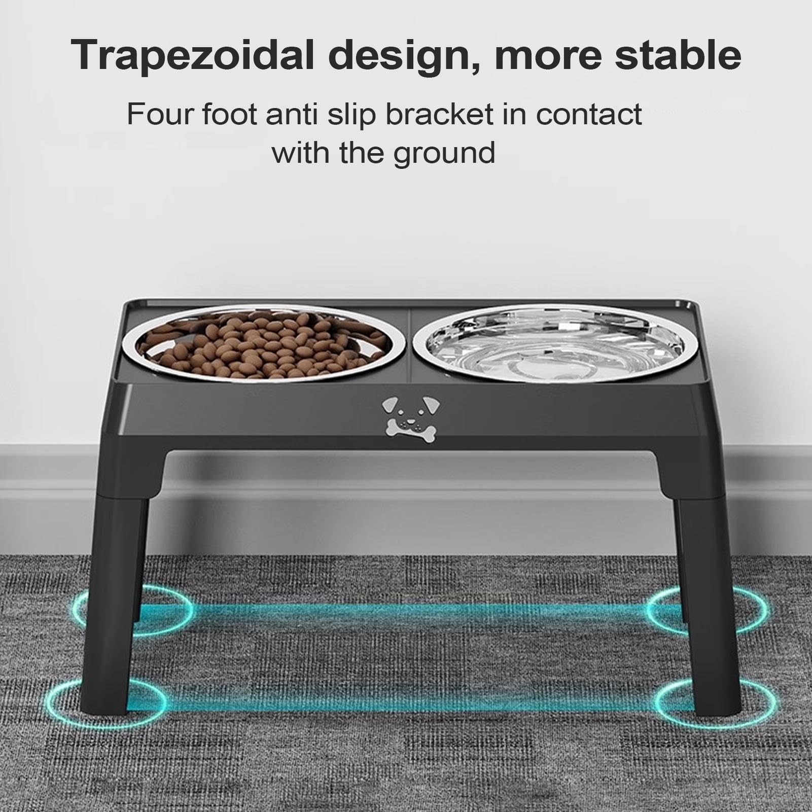 Cuencos Elevados para Perros 5 Alturas Ajustables Desmontables | Comederos Para Comida Y Agua Caninos Con Soporte Interior, Protege Cuello Y Columna En Todas Las Razas