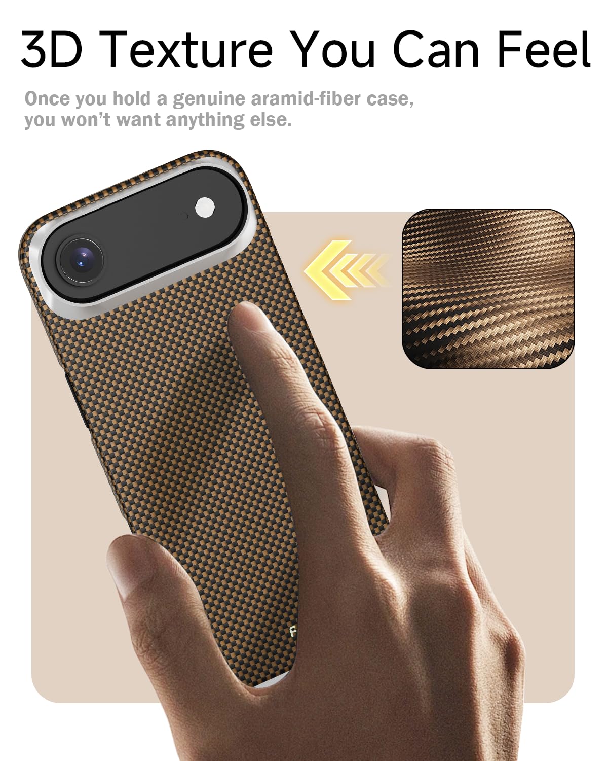 Aramidfaser Hülle für iPhone 17 Air, kompatibel mit MagSafe, Ultradünne & Leichte Schutzhülle für iPhone 17 Air, Kevlar Aramidfaser mit Ultra-Slim Caseless Feel (Plain/BlackGold)