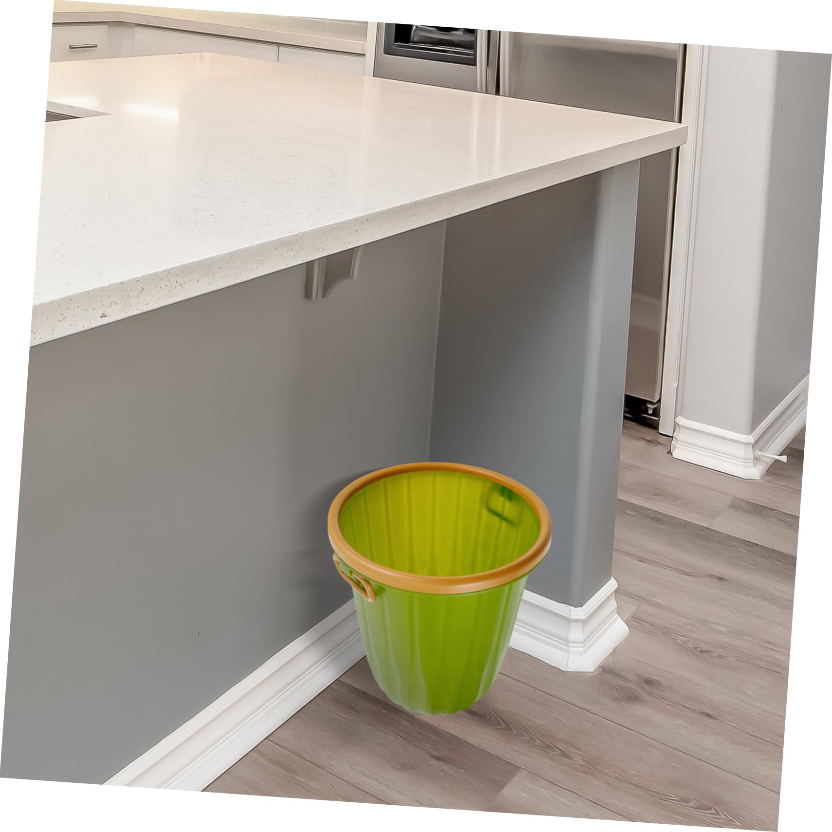 Poubelle de Chambre en Plastique Vert Grosse Capacité et Anneau de Compression, Facile à Nettoyer, pour Salles de Bain et Dortoirs