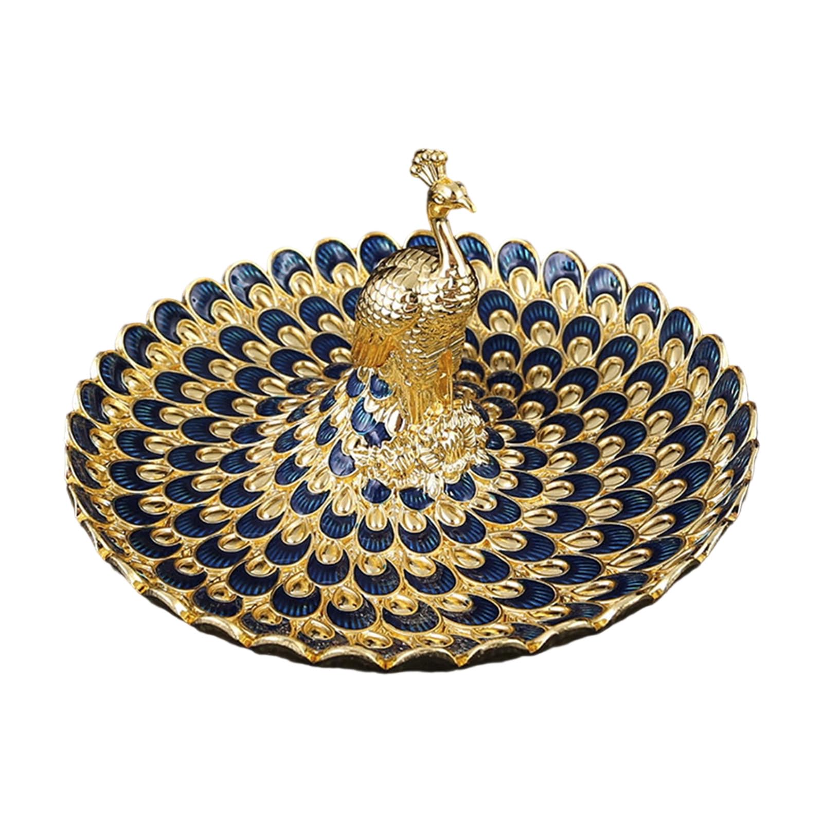 20cm Embossed Peacocks Snacks Tray Durability Metallic Finish Decorative Serving Platter for Multiple Treats Fruit Tray