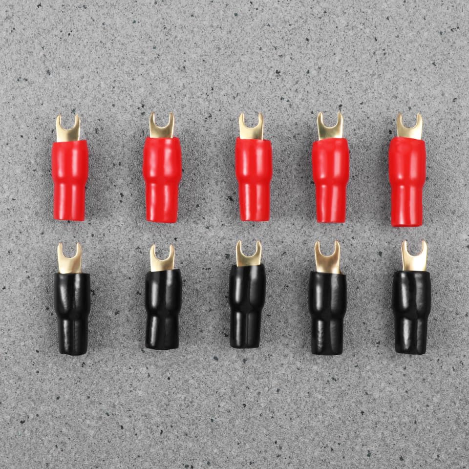 Spade Terminals Connectors: 10Pcs Spade Connector 4GA Gauge Strip Terminal Fork Adapters Connectors Plugs Crimp Barrier s for Speaker Wire Cable Terminal Plug(A0329) - Image 5
