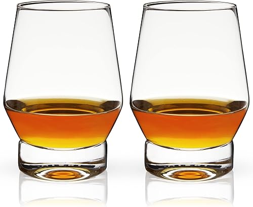 Miniatura 7 de Viski Vasos de whisky con base de pies pesados vasos de cristal para escocés bourbon cócteles 185 onzas juego de 2