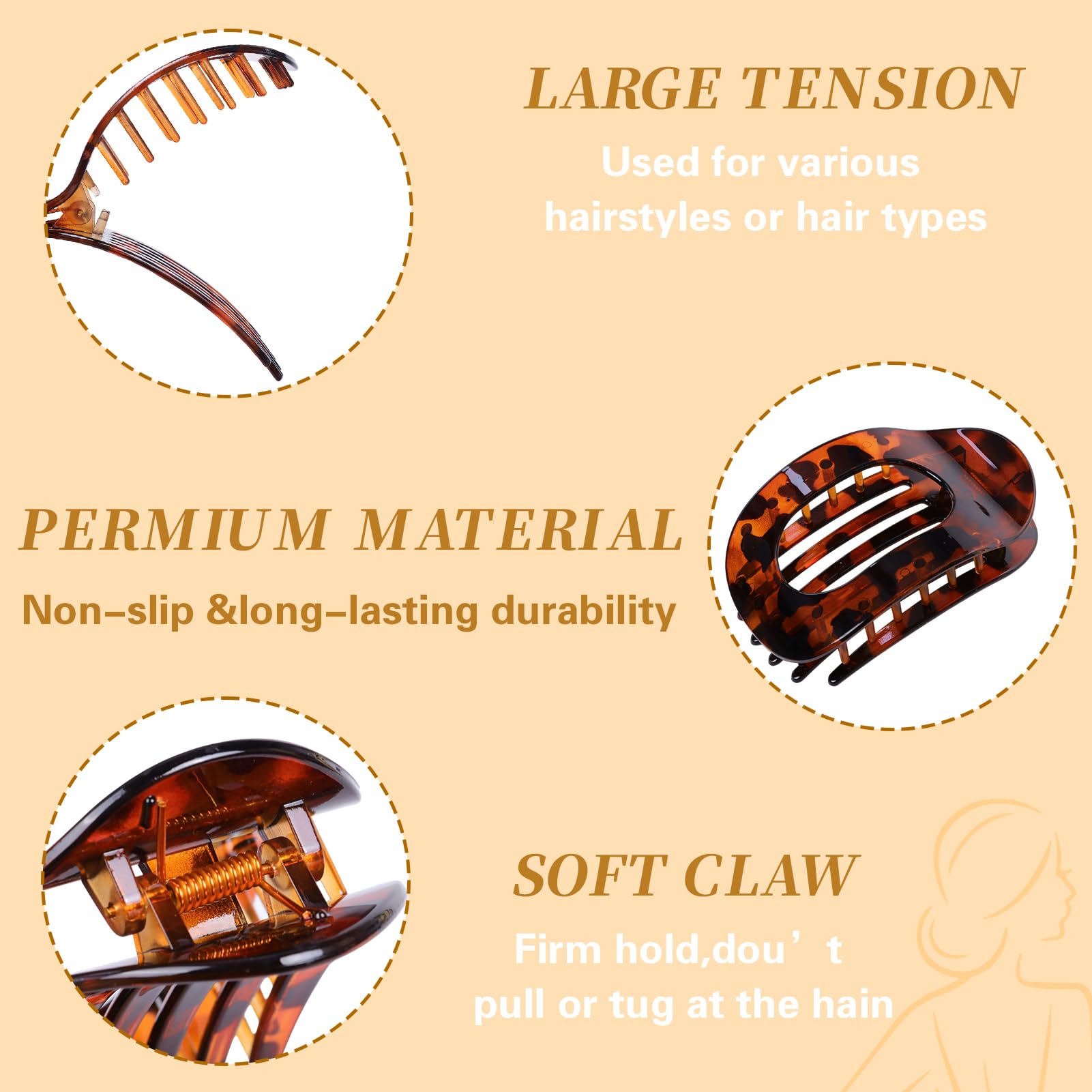 Moerstar 6 Pcs Flat Hair Clip, Hair Claw Clips Women - Image 2