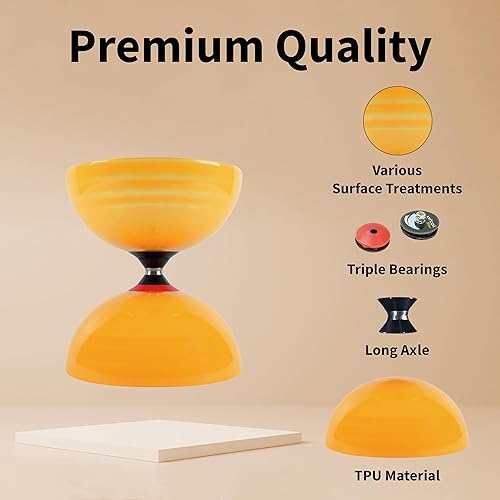 Miniatura 3 de SUNDIA Shining Series - Diábolo profesional de triple rodamiento para giros largos, rotaciones suaves, alto rendimiento para todos los trucos y