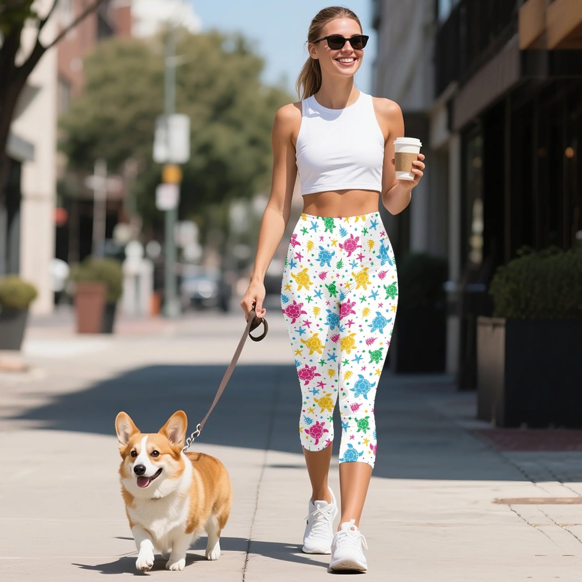 Amzbeauty Legging Capri 3/4 pour femme - Taille haute - Avec poches - Pour yoga, fitness, course à pied, entraînement, gym