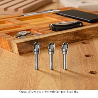 Compact Bowl Router Bits, 1/4 Inch Shank, 3/16 Radius, 3 Flute, USA Made Carbide Head Bowl and Tray Router Bits - US25188BB
