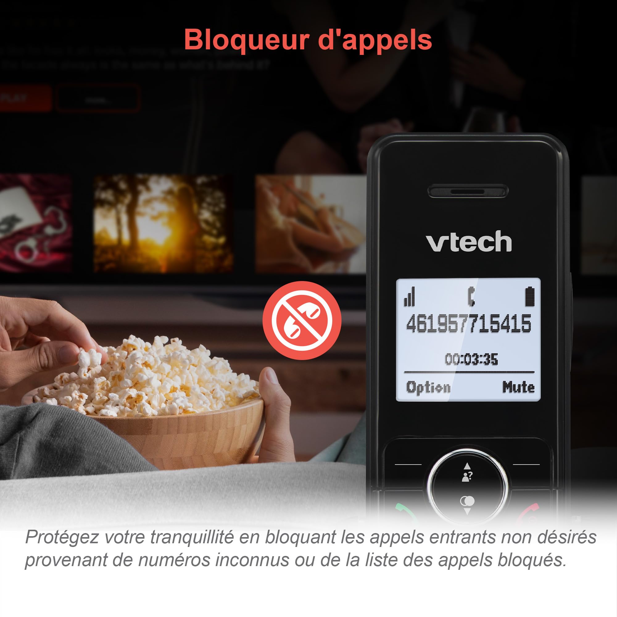VTech MS3050 Téléphone Fixe sans Fil DECT avec Blocage d'appel, répondeur, Identification de l'appelant/Appel en Attente, amplificateur de Volume, Haut-Parleur Mains Libres, numérotation Rapide