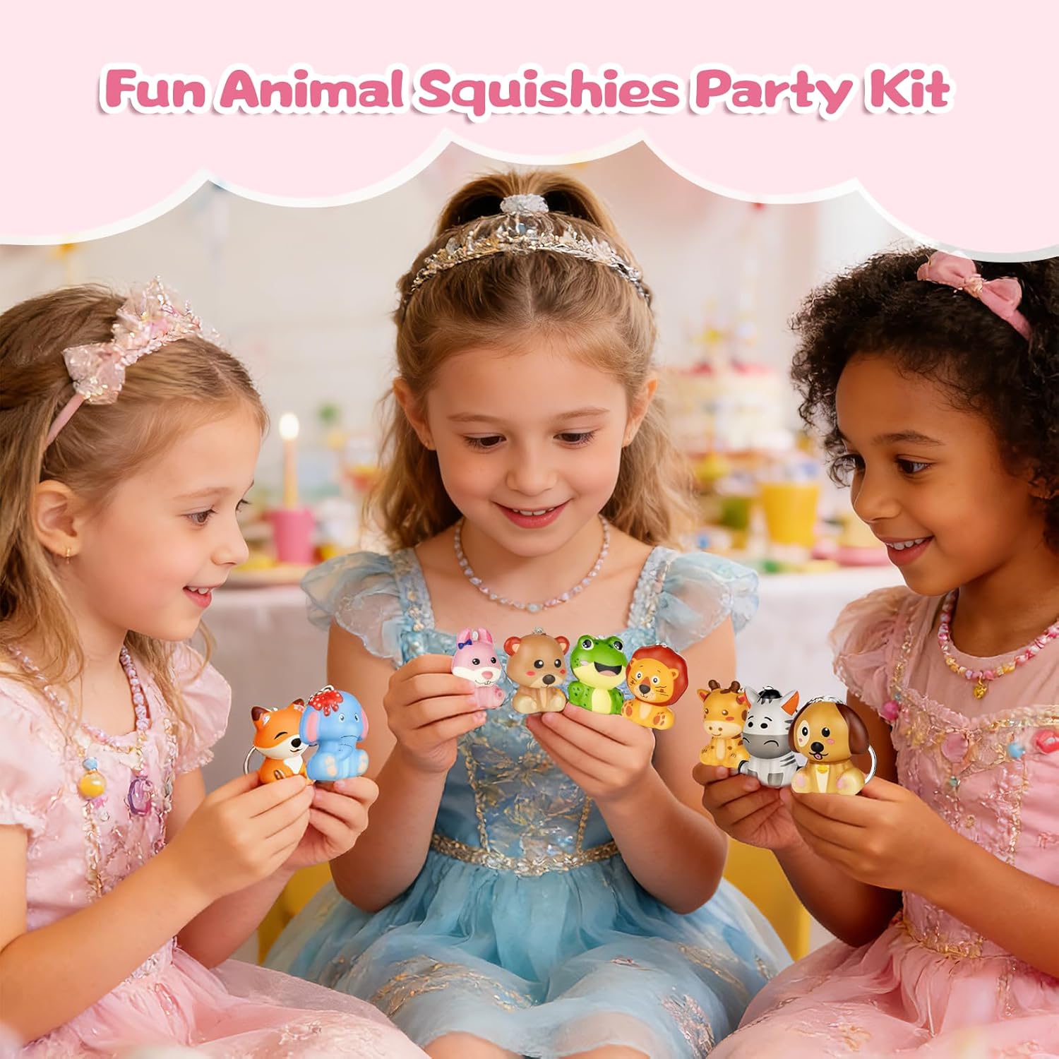 Party Favors for Kids 24PCS - Animal Squishy Keychain Slow Rising Stress Relief Toy, Easter Basket Stuffers Classroom Prizes, Treasure Chest Gifts for Boys Girls Birthday