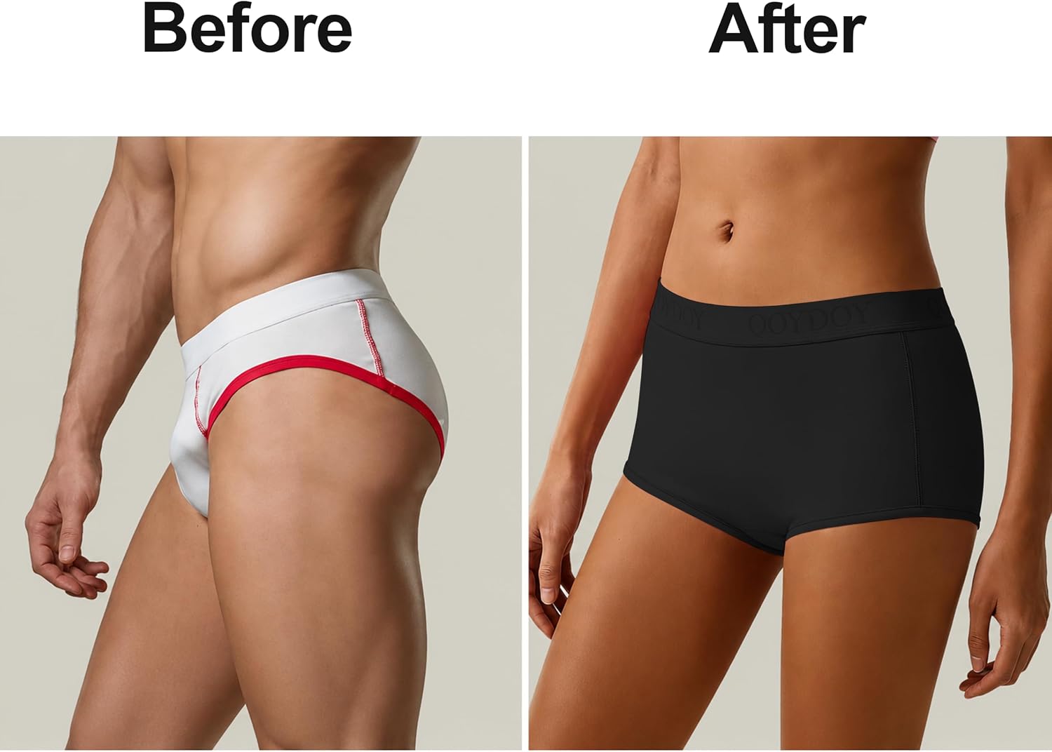 Tucking Gaff Boyshort Panties for Trans Women, Flat Front Tucking Underwear with Smooth Feminine Fit for Daily Wear