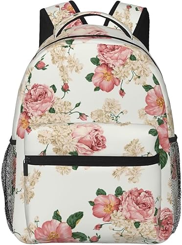 Mochila floral vintage ligera para computadora portátil, mochila casual de viaje, doble bolsa de hombro para mujeres y hombres, estilo 2, Tamaño