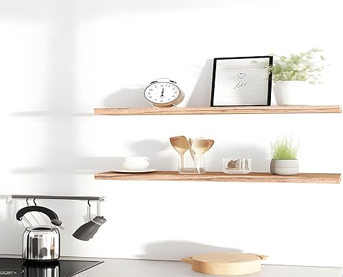 Miniatura 7 de YYWUOJJ Estantes flotantes de madera para decoración de pared, estantes de pared rústicos para dormitorio, baño, cocina, sala de estar, juego de 4