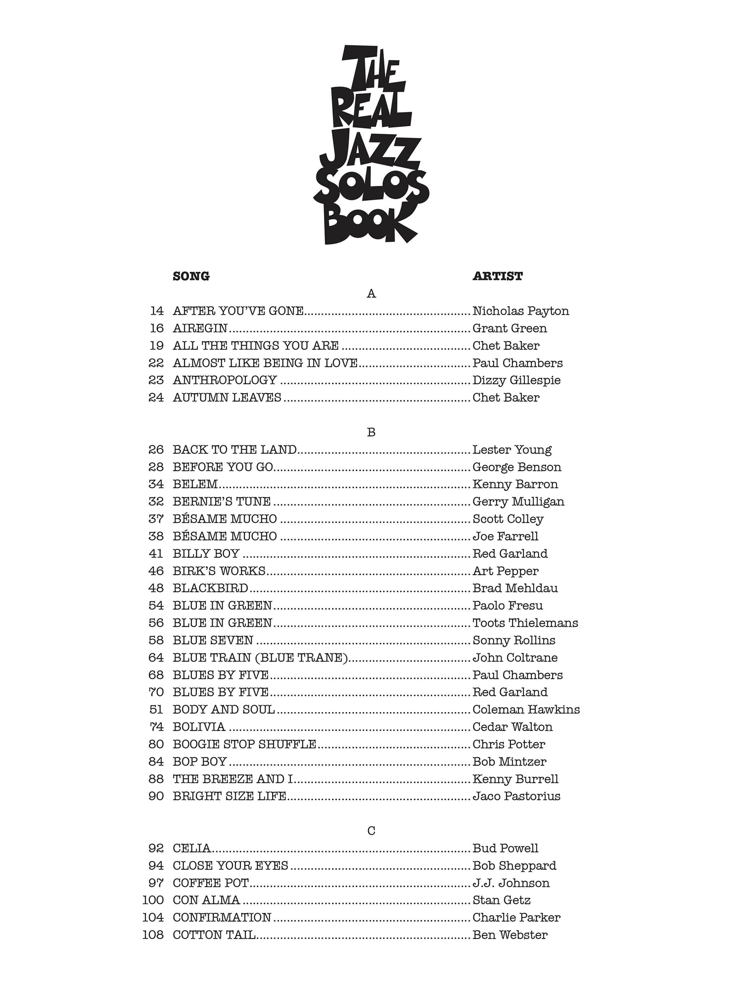The Real Jazz Solos Book. Instruments en Do.