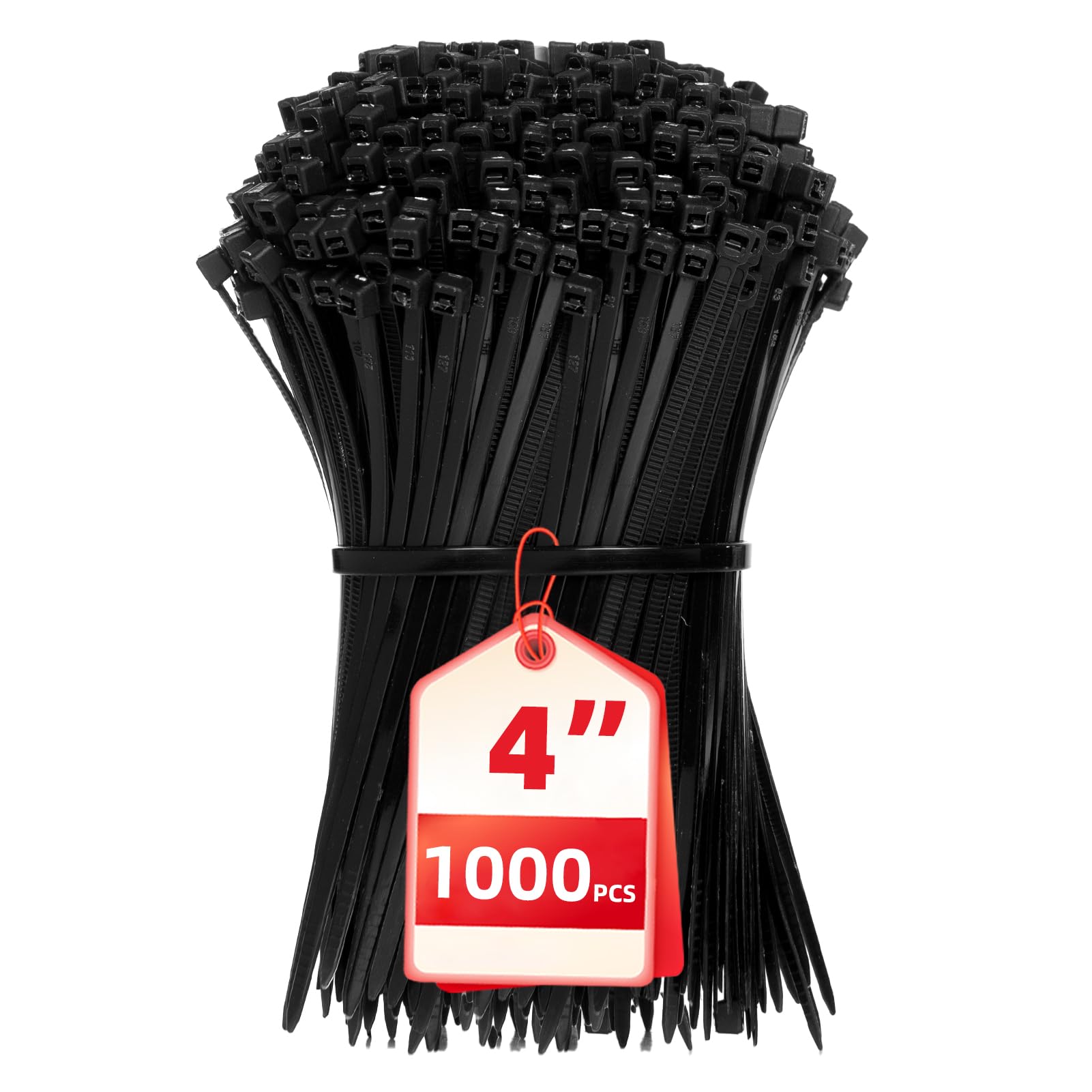 Zip Ties 4 inch, 1000 Pack Small Zip Ties, Self-Locking Nylon Cable Ties with 18 lbs Tensile Strength,Wire Ties for indoor and outdoor use.