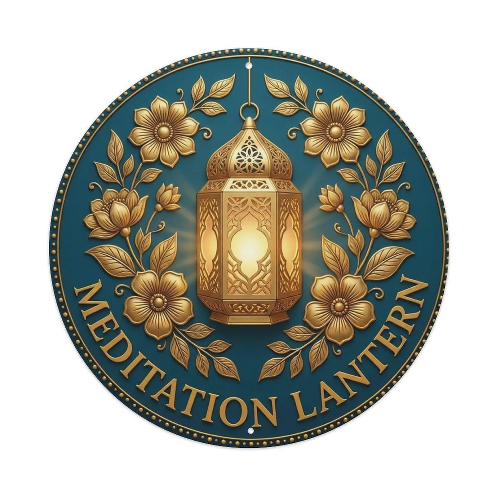 Vintage Meditation Lantern Flower Zen Yoga Metal Tin Sign