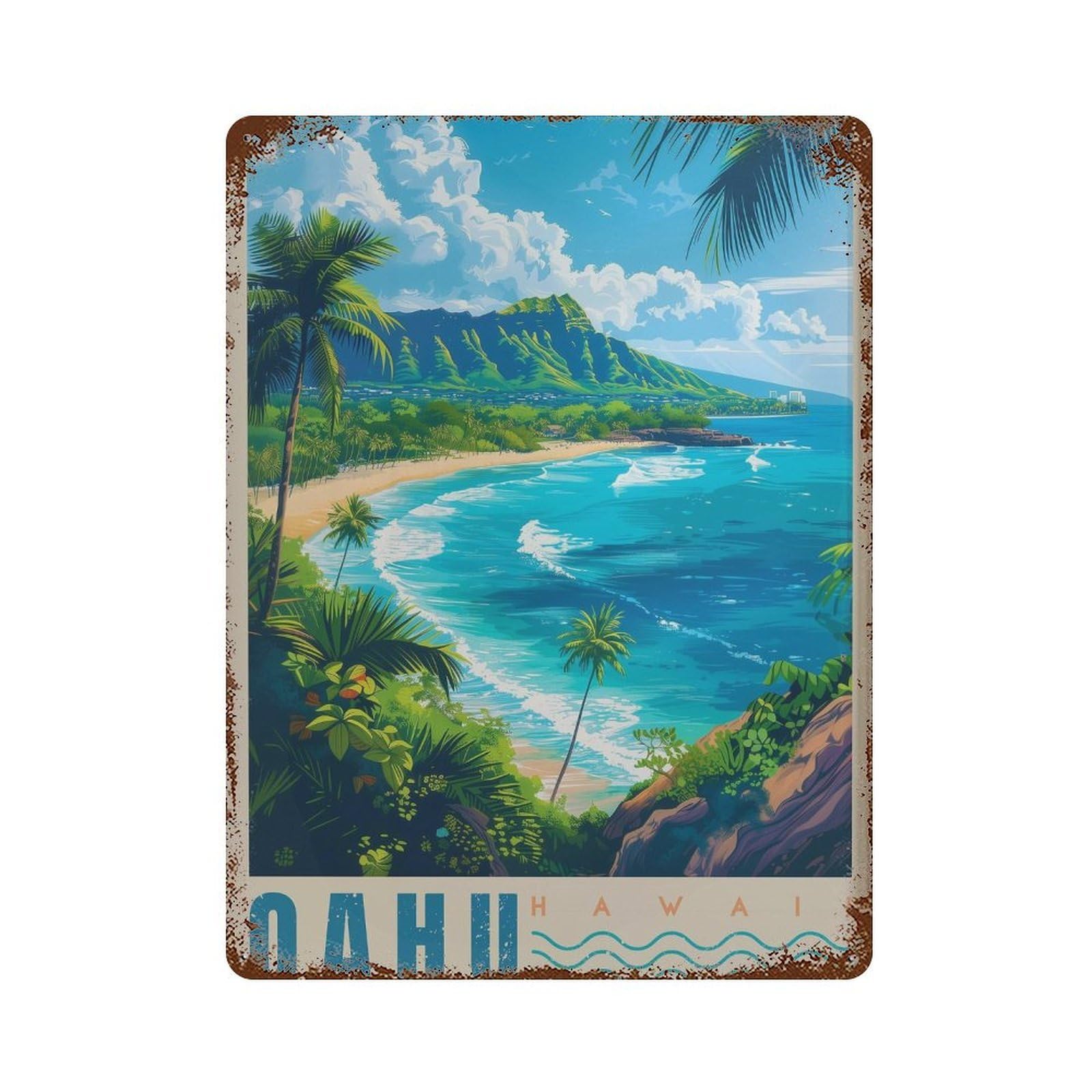 xiaoxiaoshen Tropical Oahu Wall Decor Art Metal Tin Poster Modern Home Decor Art Home Bar Shop Decorations Vintage Sign 40x30cm
