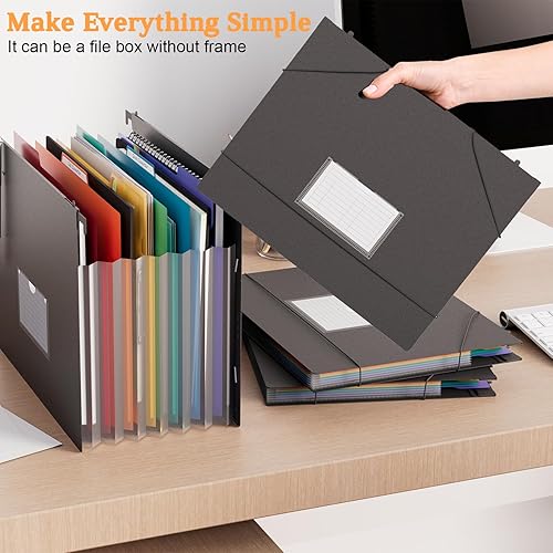 Miniatura 5 de EOOUT Carpetas de archivo para archivador, paquete de 6 carpetas colgantes tamaño carta con 7 bolsillos de acordeón expandibles, pestañas de corte