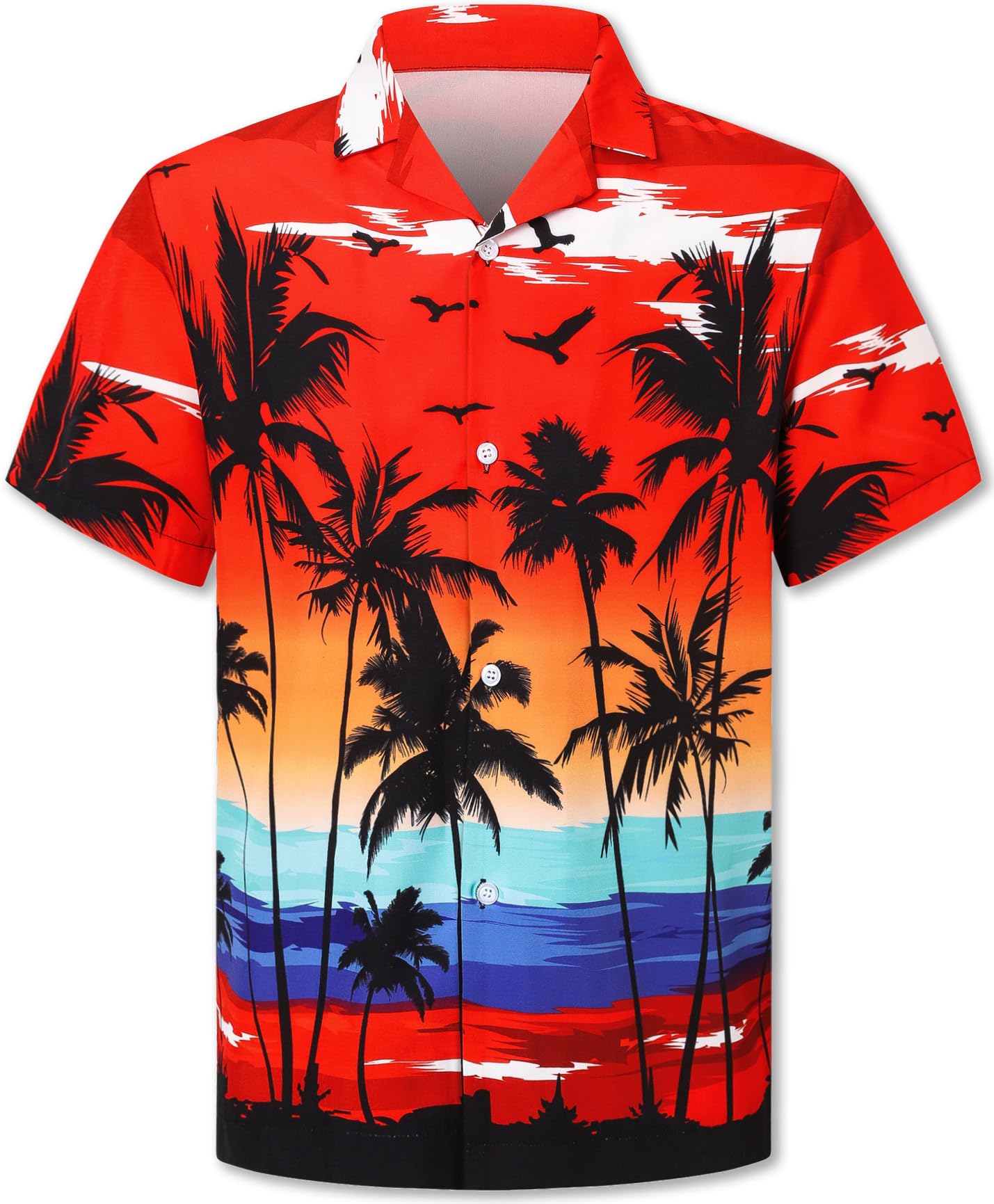 Cromoncent Hawaiian Shirt for Boy&amp;Men Short Sleeve Cuban Collar Tropical Holiday Summer Beach Shirts