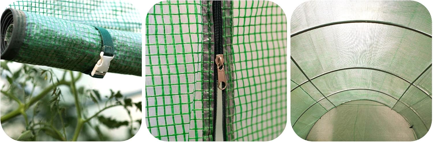 6m2 Garden Polytunnel Greenhouse - Coche Greenhouse for Plants - PE Film Garden Cover - 6 Windows with Mosquito Net - Galvanised Steel Frame - 2 x 3 m - Green