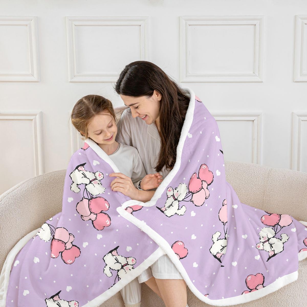 Castle Fairy Cartoon Dog Throw Blankets, Fleece Blanket,Kawaii Animals Kids Girls Boys Adult Blankets,Purple Pink Sherpa Blanket Chair Sofa Bed Decor,30"×40" image 5