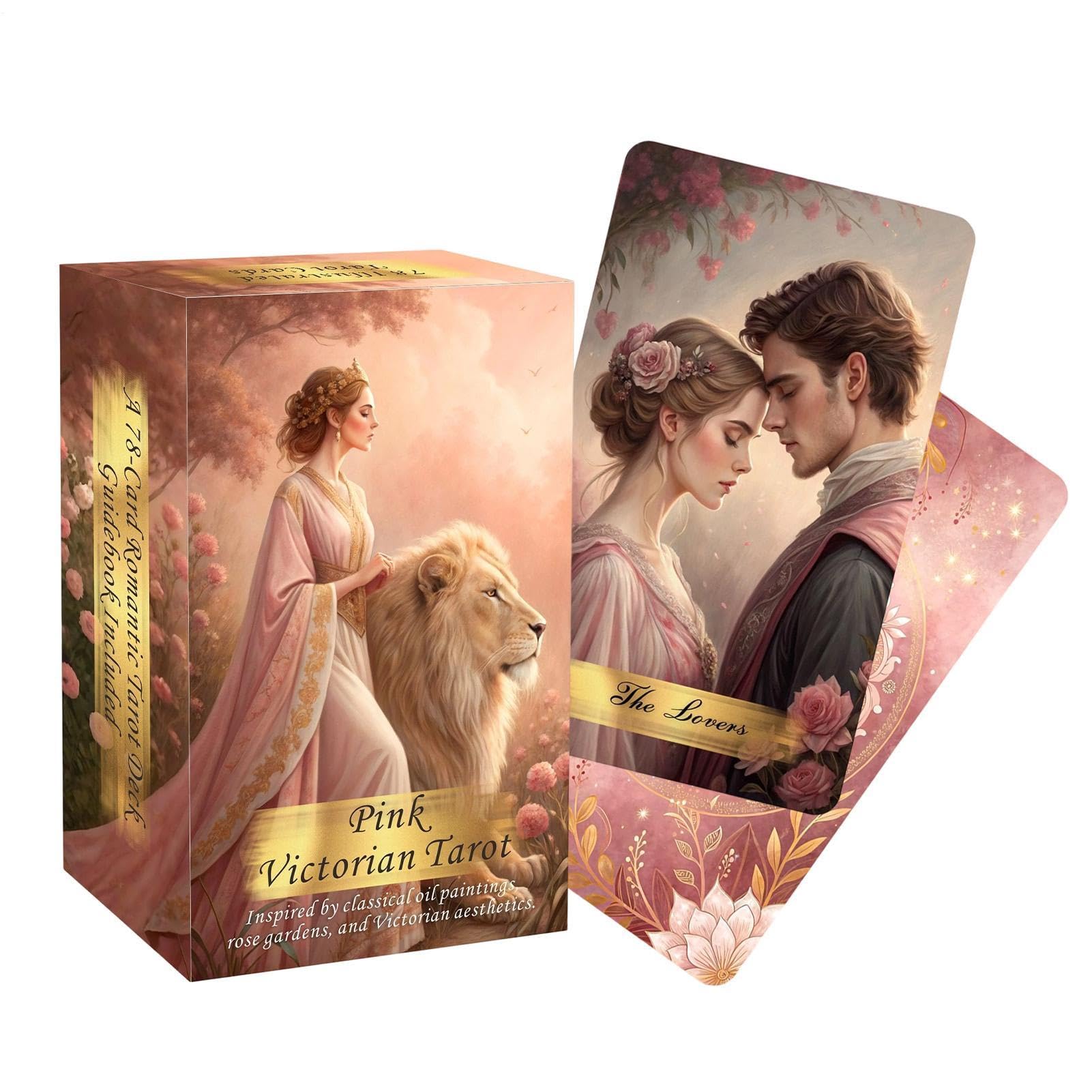 Oracle Card Deck, Tarot Reading Set, Fortune Guide Cards, 78 Pieces Classic Pink Portable Oracle Cards for Love Dream Meditation Party Games Home Travel Birthday Date Spiritual Use