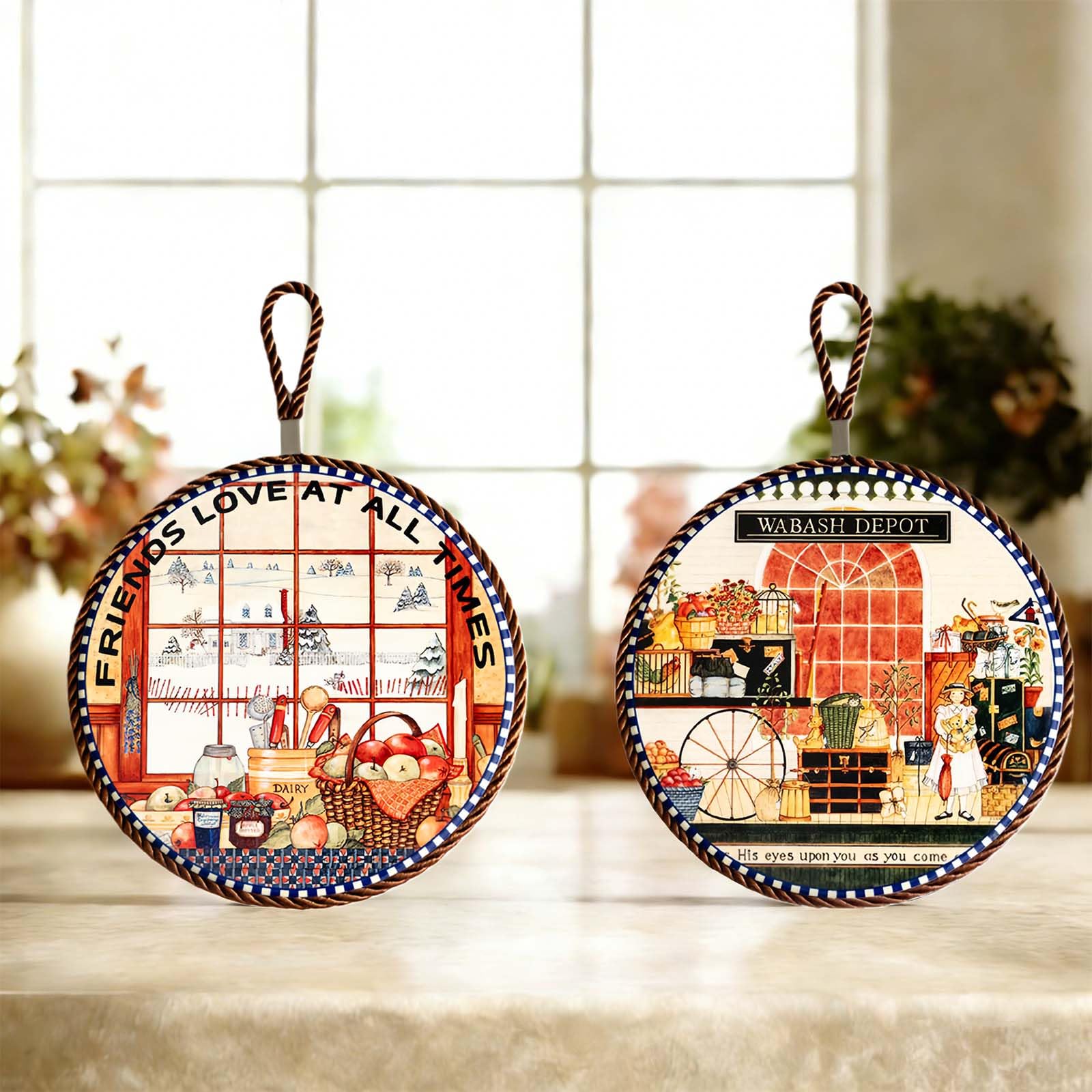 ceramic trivets, hot dish mat, hot pot holder, pot holder, Heating pads for decorating tabletops and countertops, can be hung, kitchen Decor (Painting)