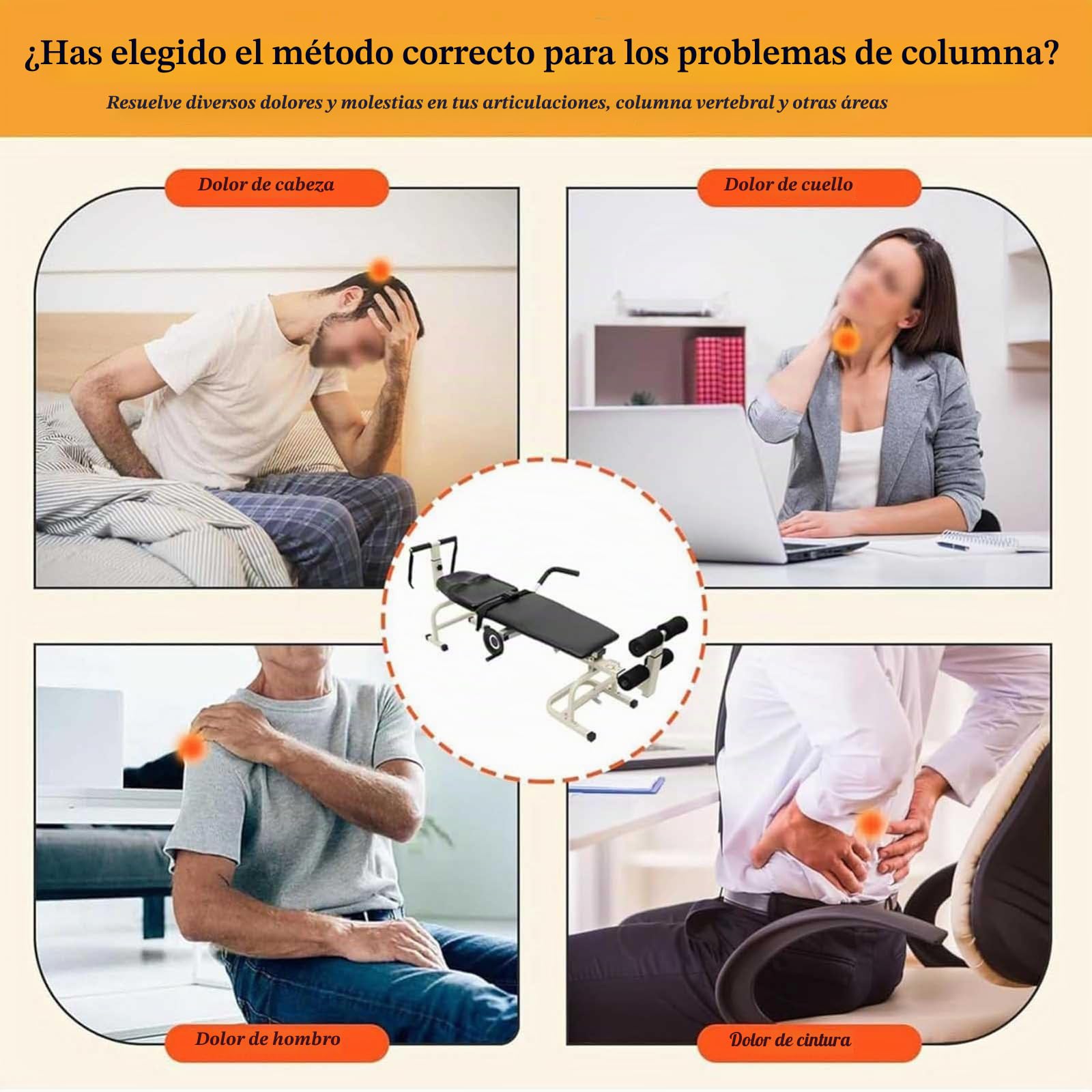 Cama de Tracción Cervical y Lumbar Corrector de Postura de la Columna Vertebral Camilla Lumbar Banco de Estiramiento Cervical y Lumbar para Aliviar el Dolor y Descomprimir la Columna Bed width 36cm