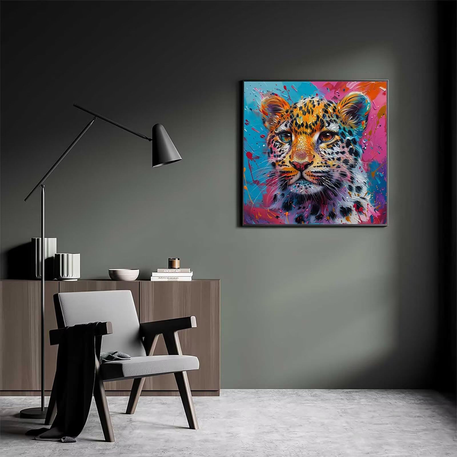 Peinture Numero Adulte LéOpard, Peinture par Numero Adulte Animal, Bricolage Loisirs Créatifs Adultes, Paint by Numbers Kit avec Pinceaux et Acryliques, Decoration Maison, Cadeau Femme 40x40cm 6-1017
