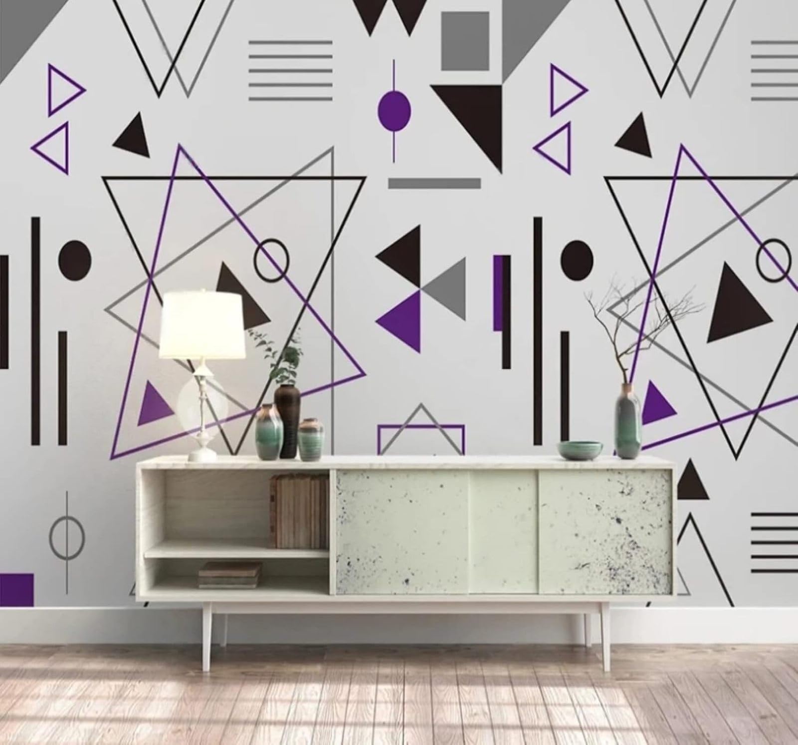 XLMING Abstract Minimalist Geometric Lines Triangles 3D Wallpaper Luxury Silk Study Dining Feature Sofa Grey Bedroom Living Room Tv Decorative Wall-350cm×256cm