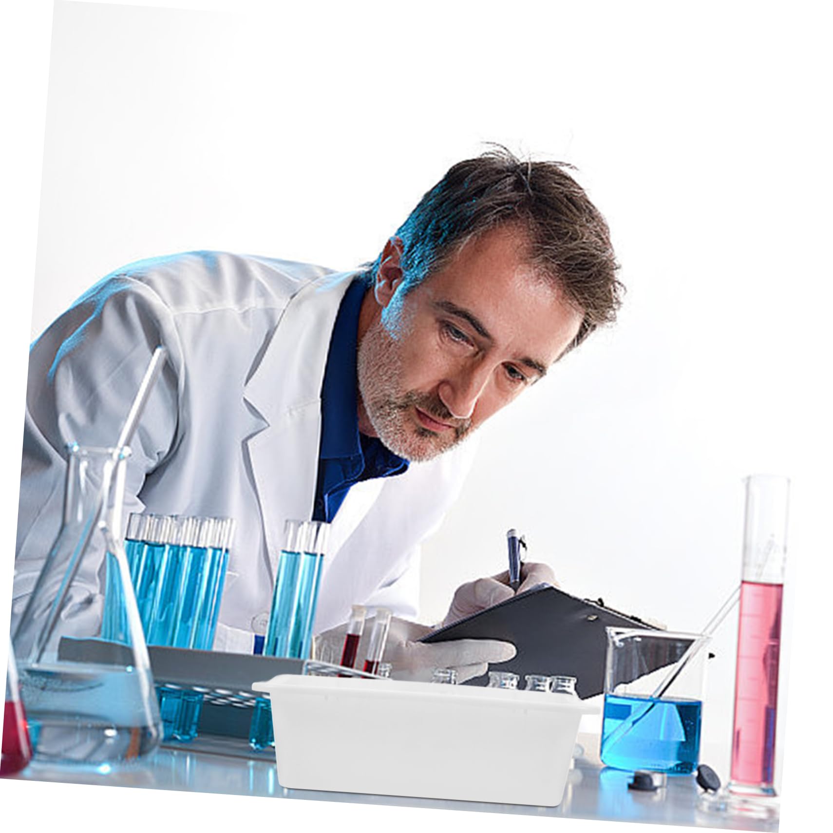 SKISUNO Alkali Resistant Storage Plate Lab Dish Tray Leak-Proof Tray Organizer Square Plastic Tray for Experiment Equipment