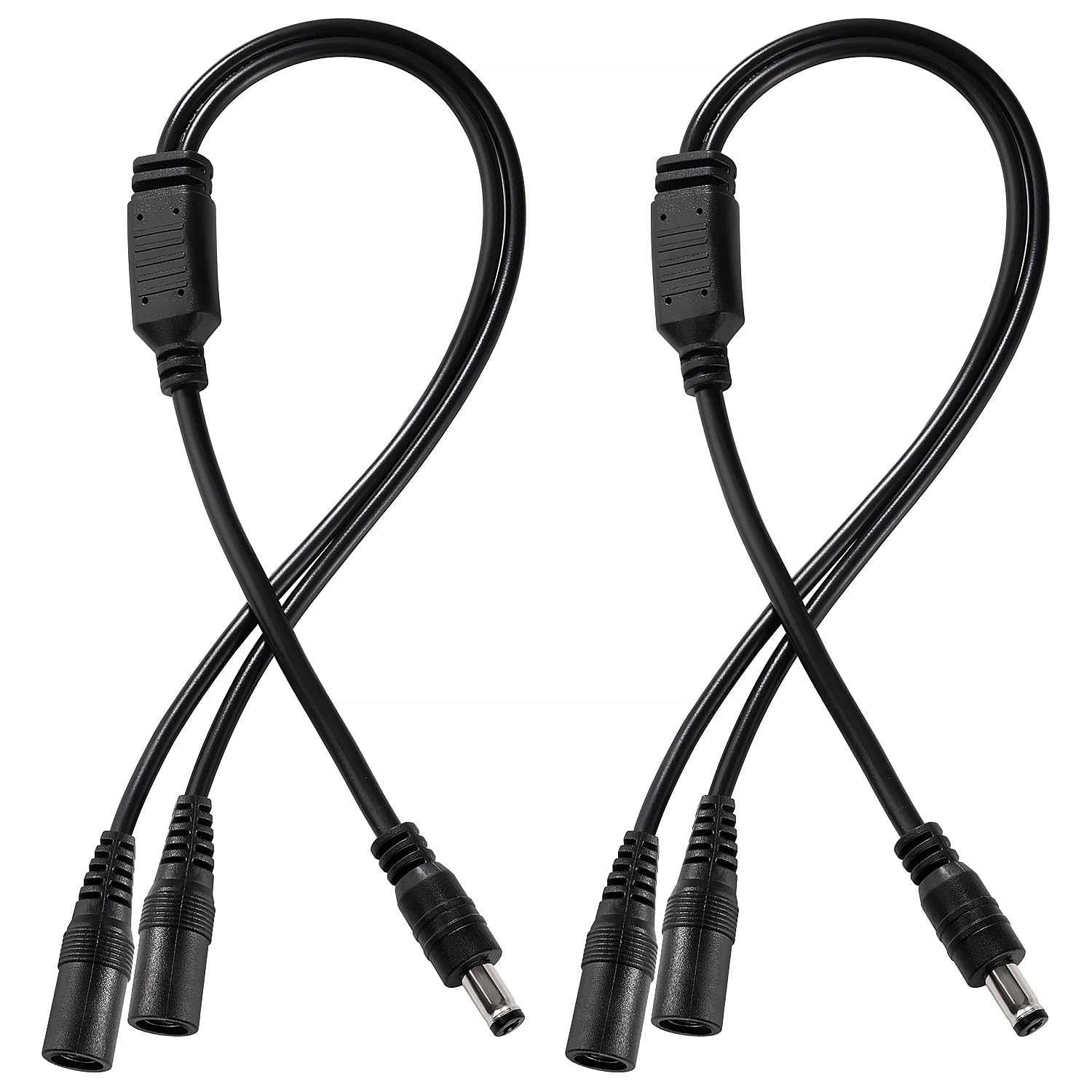 2 Sztuk 5.5x2.1 mm 5-24 V 1 Męskie na 2 Żeński Kabel Rozdzielający Zasilanie DC, 2-Drożny Kabel Zasilający DC, Kable Rozdzielające Kamery, do Kamer CCTV, Taśm LED, Routerów i Innych