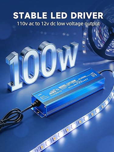 Miniatura 2 de AUCARAUTO Fuente de alimentación impermeable IP67 para controlador LED, 100 vatios8.3A5.91 pies, 110 V CA a 12 V CC, adaptador de transformador de
