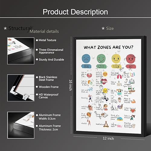 Miniatura 4 de Póster de emociones con gráfico de sentimientos, pósteres de concienciación sobre salud mental, arte de pared, emociones preescolares, caras,