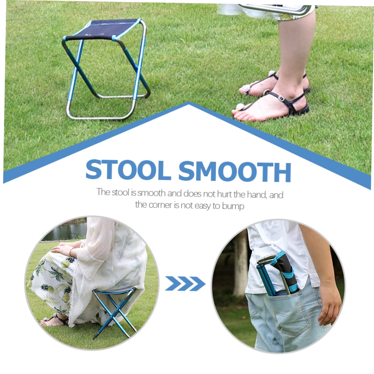 KOMBIUDA Sgabello da Campeggio Sgabello Portatile Piccolo Accessorio da Spiaggia Comodo Multifunzione Materiale di Resistente