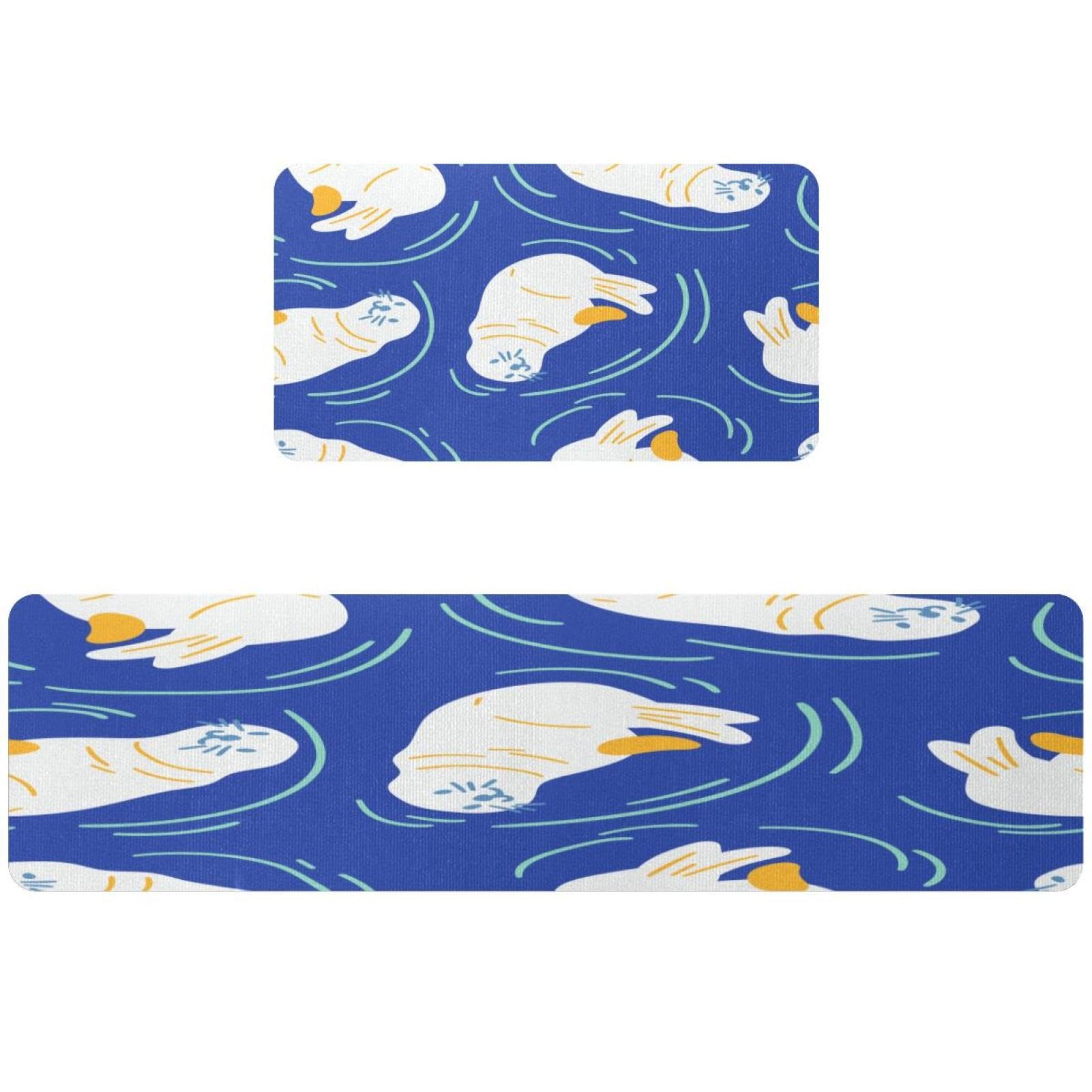 Tapetes de cocina de león marino lavables que absorben agua alfombras antideslizantes